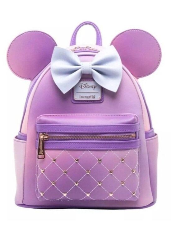 Loungefly Handbags - Loungefly Disney Minnie Mouse Purple Quilted Mini Backpack Lavendar Haze Bow NWT